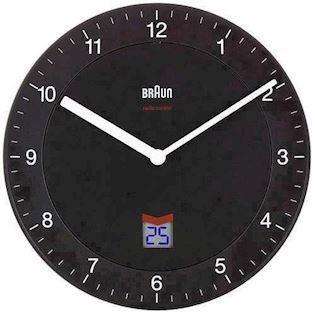 Sort Braun væg ure, radio styret quartz ur med dato - Ø 20 cm, model BNC006BKBK-DCF